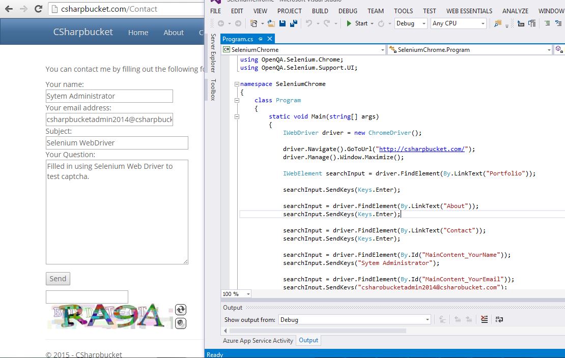 Screenshot of an earlier Selenium WebDriver test project